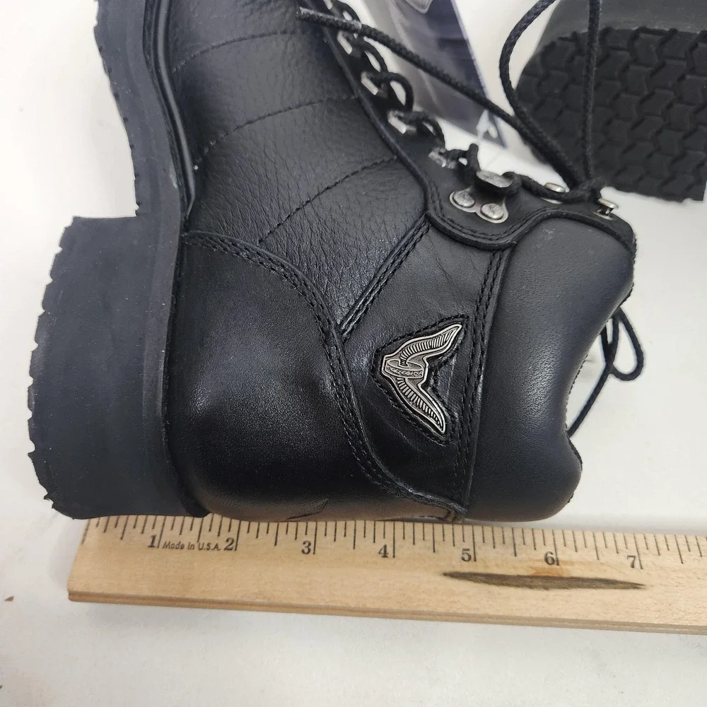 THOROGOOD Boots Womens 8 W Black Leather Motorcycle Ankle Lace‎ Up 524-6901
